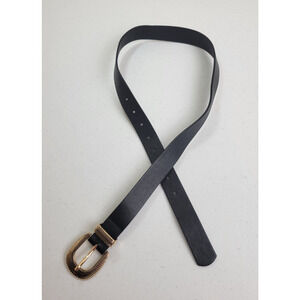 Casual Belt‎ with Gold Buckle Black Faux Leather Pebbled Western Women's 28-33"
